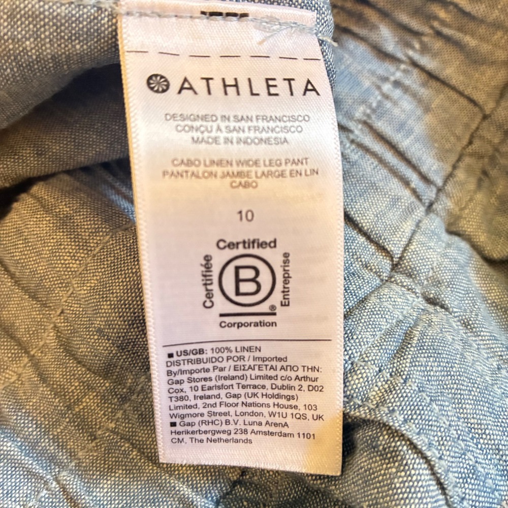 Eileen Fisher Linen Blend Drawstring Trousers in Blue, Pink, and Green - Picture 10 of 15
